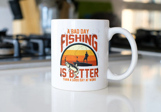 Customisable Mug-A bad day fishing is better than a good day at work. Mug for the working class office people
